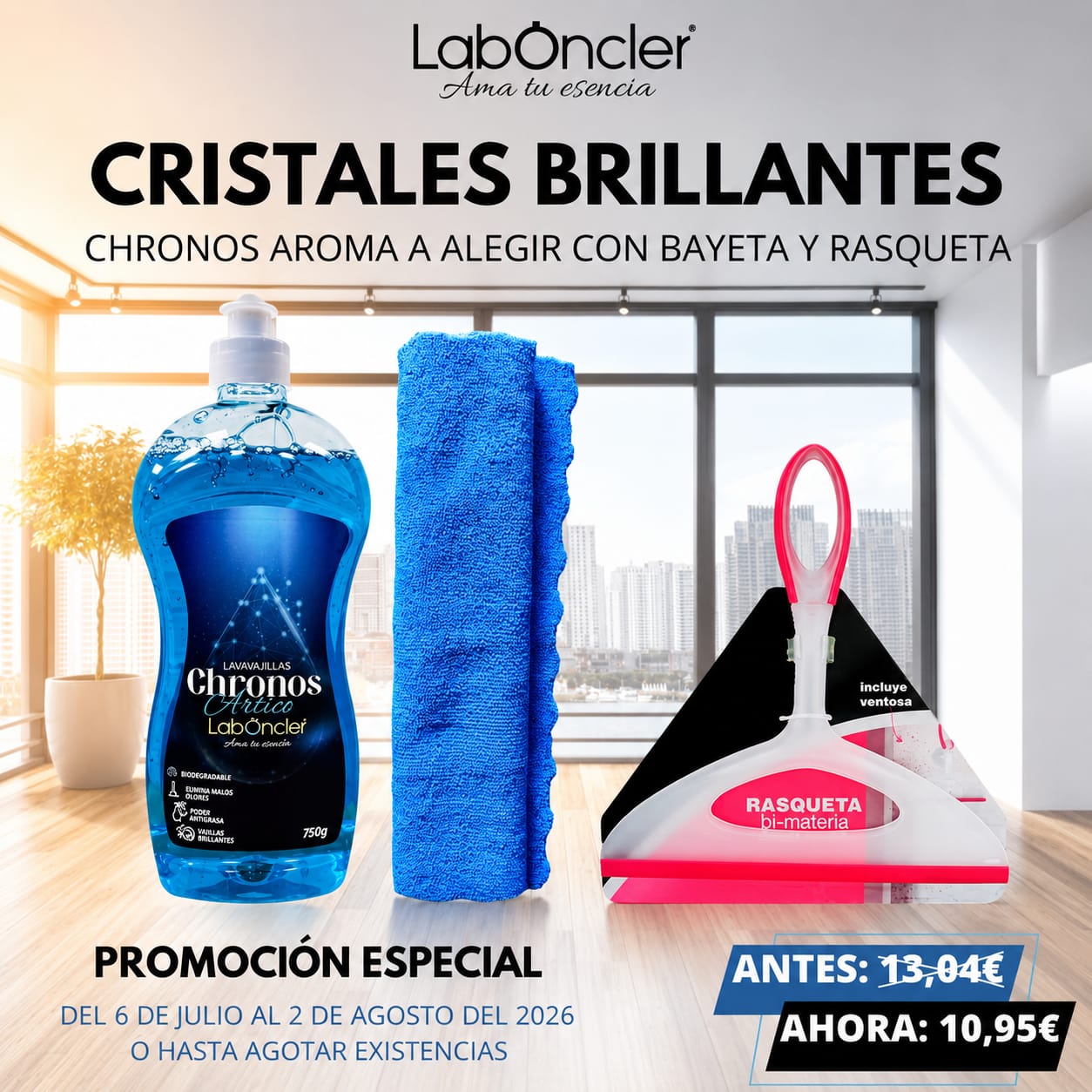 Pack Cristales Brillantes Laboncler - Chronos Ártico + Bayeta + Rasqueta