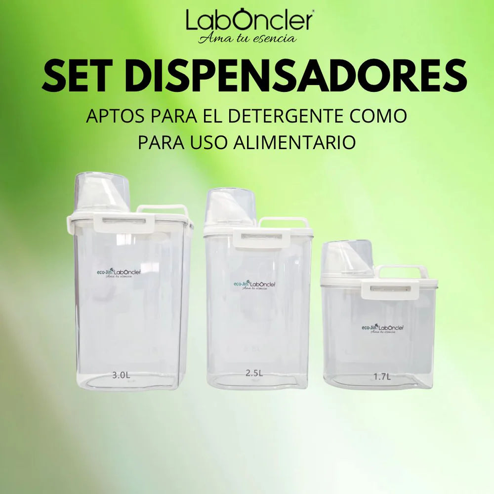 Set Dispensadores Laboncler - 3 Tamaños (1.7L, 2.5L y 3L)