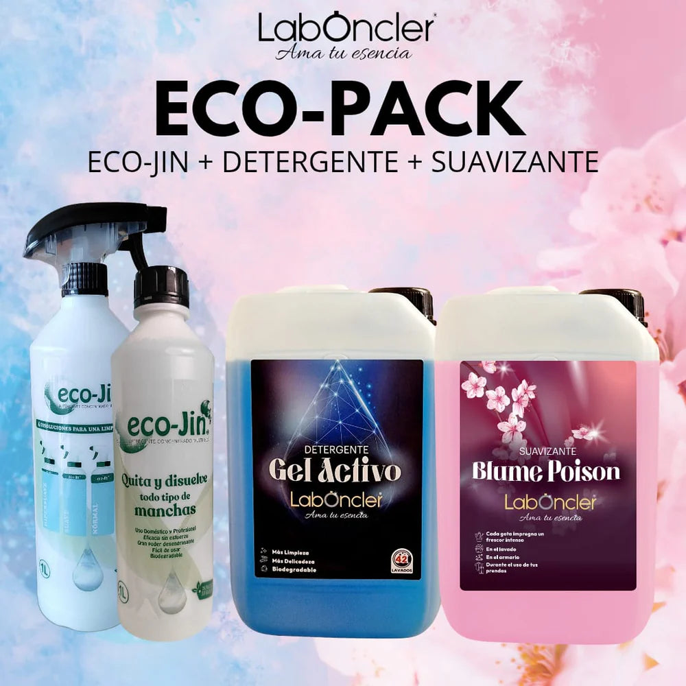 Eco-Pack Ahorro: Detergente + Suavizante + Eco-Jin 1L con Difusor