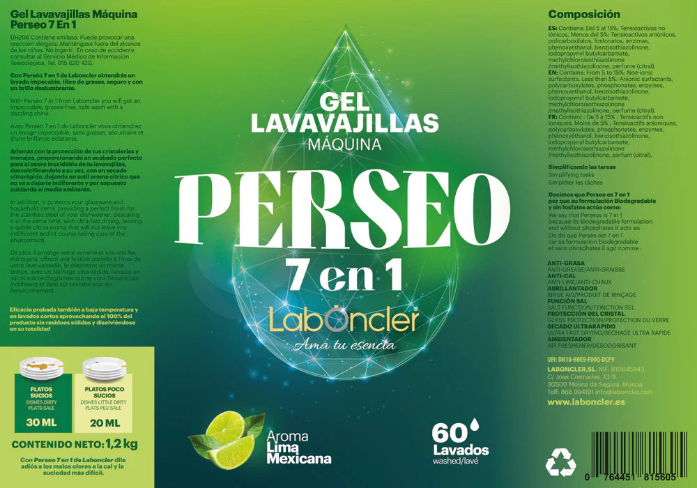 Perseo 7 en 1 Lavavajillas Máquina en Gel 1.2Kg