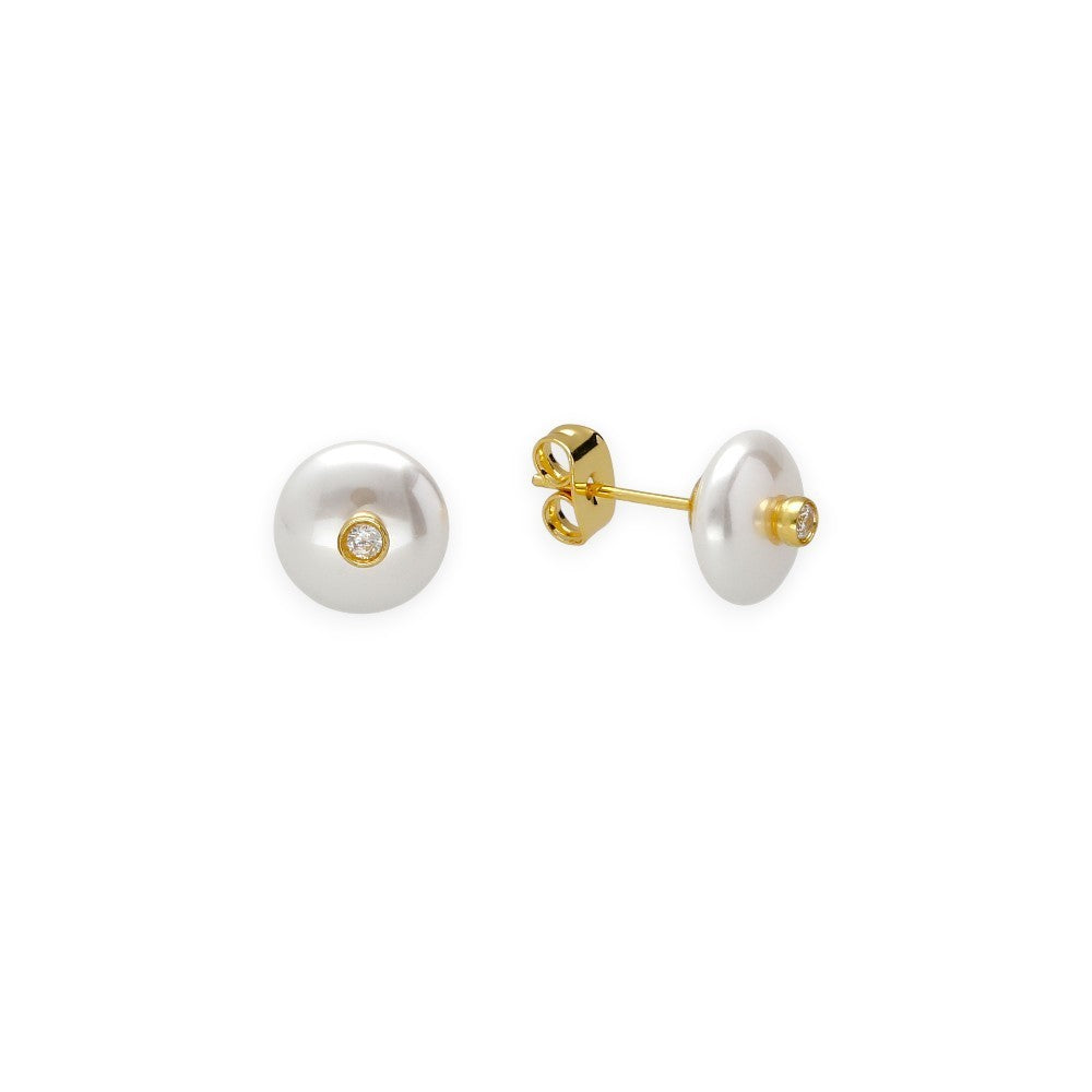 Pendientes Perla Botón Acero 316 L.